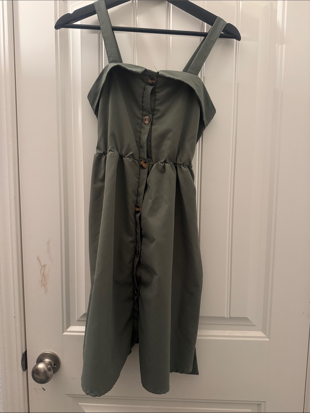SHEIN Olive Green Button-Front Sundress for Kids